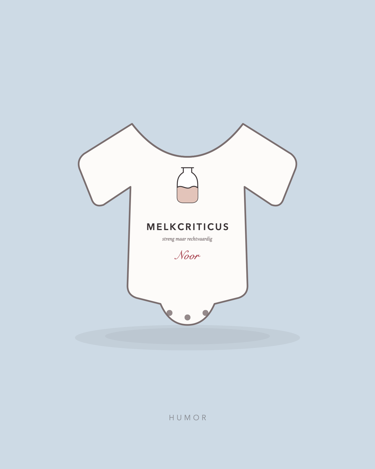 Wit rompertje met een melkflesje en de tekst melkcriticus